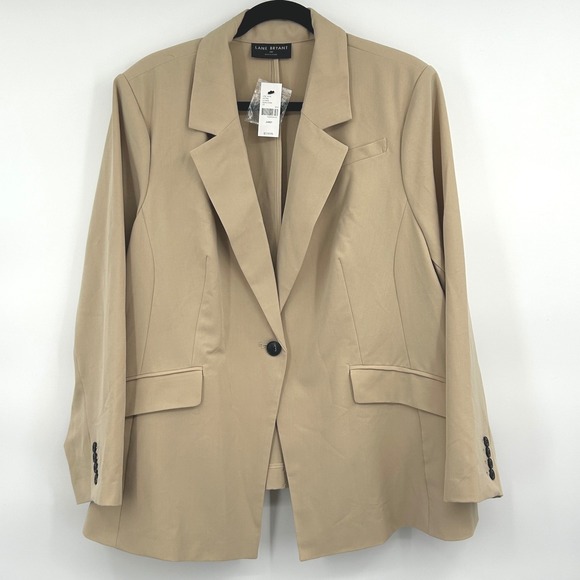 Lane Bryant Jackets & Blazers - Wms Plus Size Modern Tan Single Button Blazer 26W Beige Professional Lane Bryant